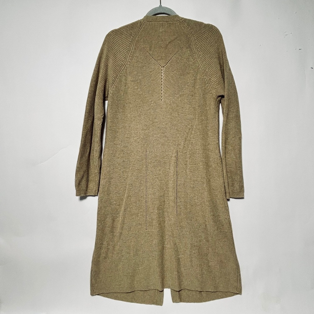 Cabi Cardigan Women M Tan Longline Hook Eye Ribbed Knit Duster 3359 Neutral Core - Picture 6 of 11